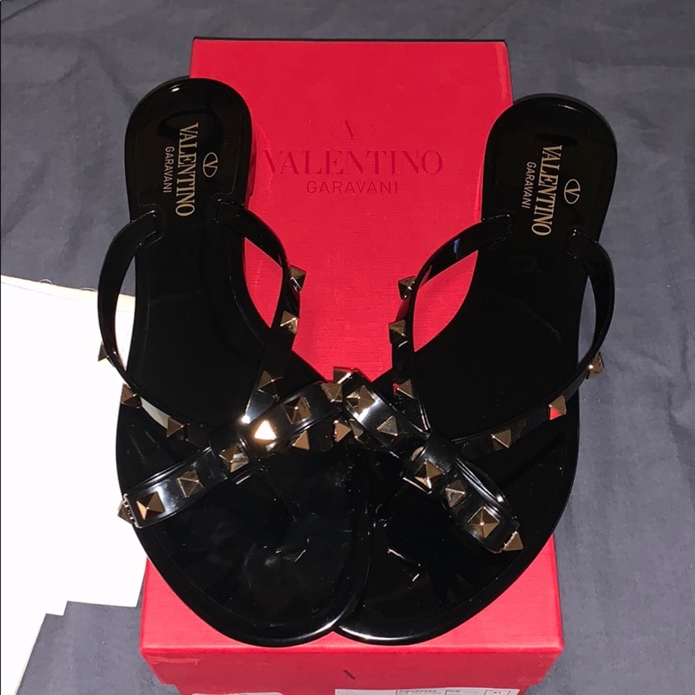 Authentic Valentino studded thong flip flops